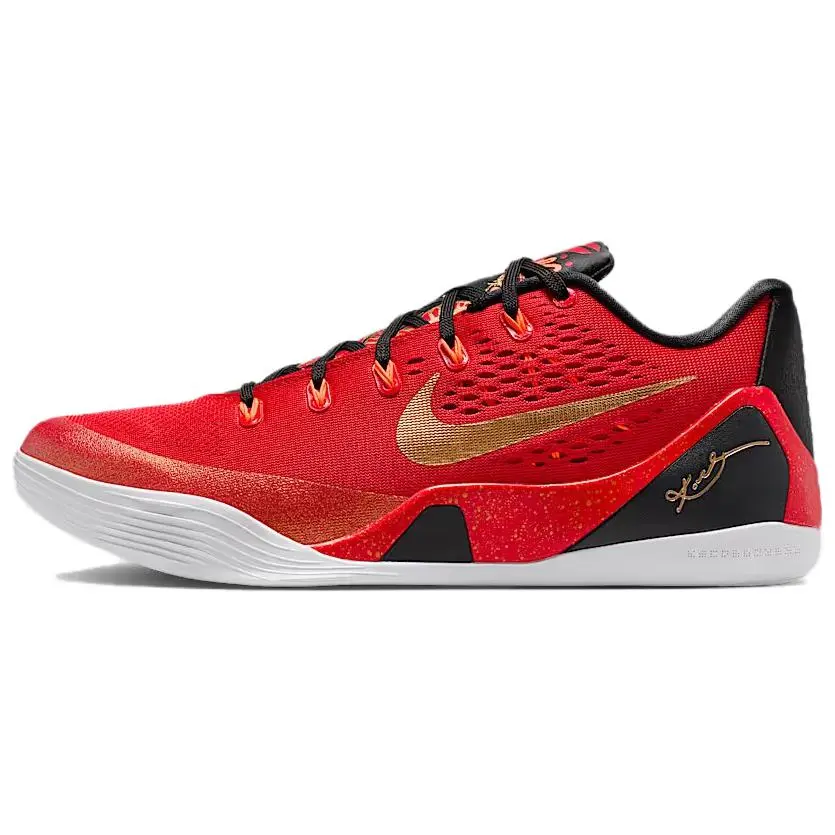 Nike Kobe 9 Breathable Rebound Grip Low top Basketball Shoes Men's Red Black