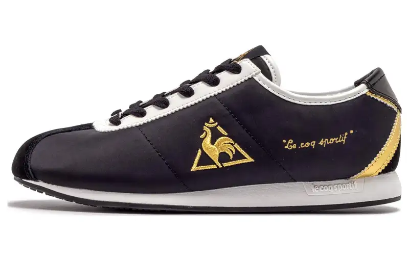 Le Coq Sportif Slip Resistant Abrasion Resistant Low top Casual Shoes Unisex Black Gold