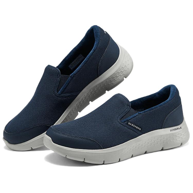 Skechers Go Walk Fle Textile, Synthetic Leather Breathable Thermal Low top Casual Shoes Men’s Marine Blue