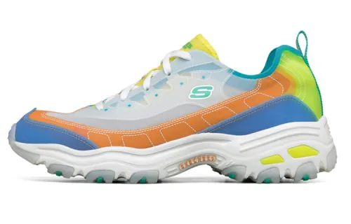 Skechers D'Lites 1.0 Textile, Synthetic Leather Low top Casual Shoes Men's Blue Orange White