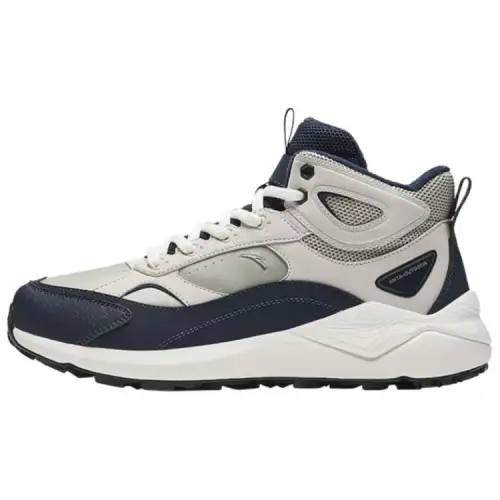 Anta Pedal Island Trendy Versatile, Fleece Lined Cushioning Thermal High top Casual Shoes Men's Gray Blue