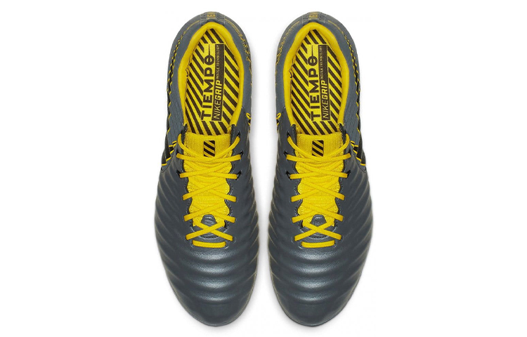 Мужские кроссовки Nike Tiempo Legend 7 Elite FG (серо-желтые) — Серый / жёлтый — фото 4