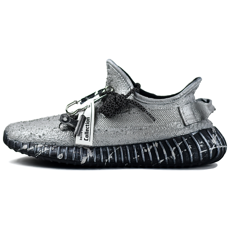 Adidas Originals Yeezy Boost 350 V2 Cushioning Abrasion Resistant Breathable Low top Casual Shoes Unisex Liquid Silver