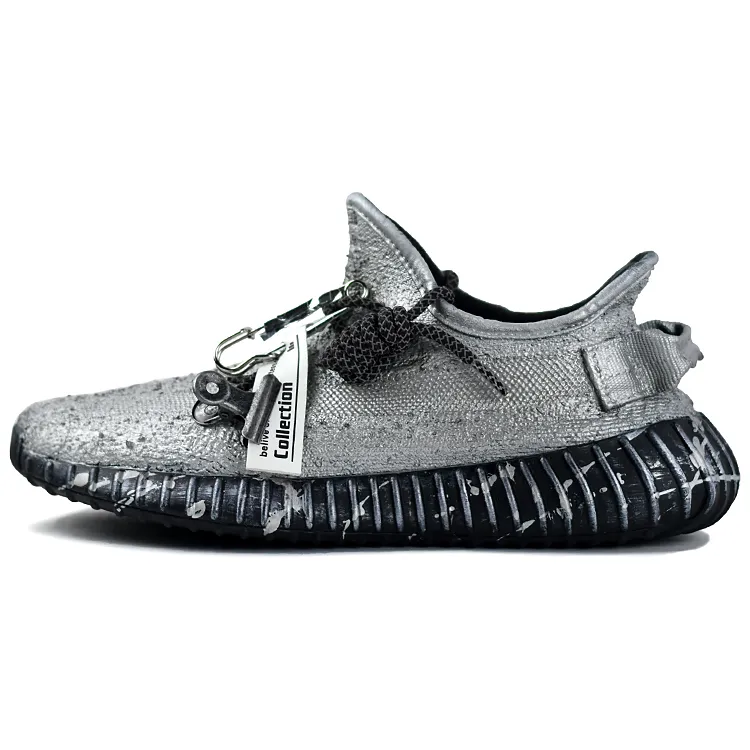 Adidas Originals Yeezy Boost 350 V2 Cushioning Abrasion Resistant Breathable Low top Casual Shoes Unisex Liquid Silver