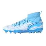 Li Ning MG Multi Ground Soft Ground Cushioning Breathable Soccer Shoes Men's White Blue