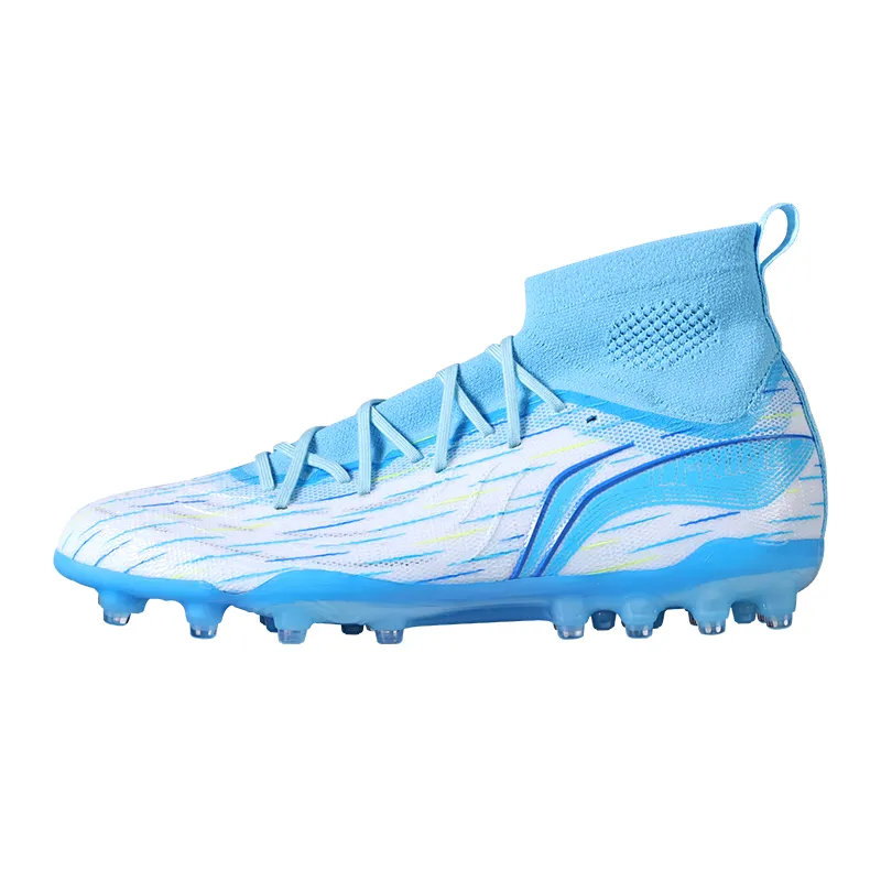 Li Ning MG Multi Ground Soft Ground Cushioning Breathable Soccer Shoes Men's White Blue