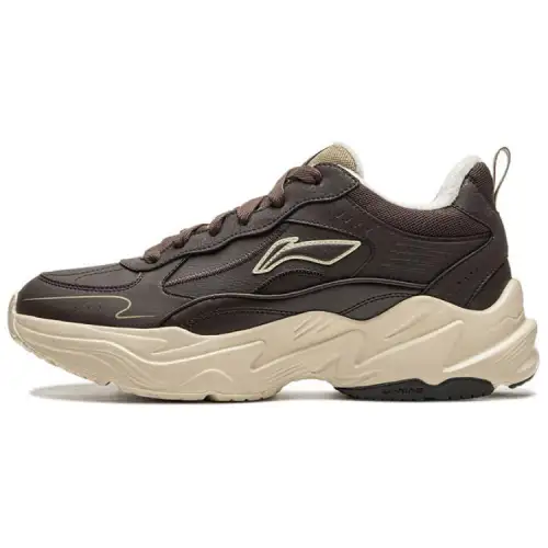Li Ning LN Defender Comfortable And Trendy Fleece Lined Non slip Lightweight Low top Casual Shoes Men's Umber