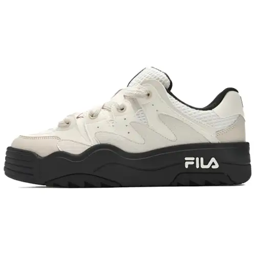 FILA Rosetta Colorful Textile, Synthetic Leather Low top Casual Shoes Women's Black White