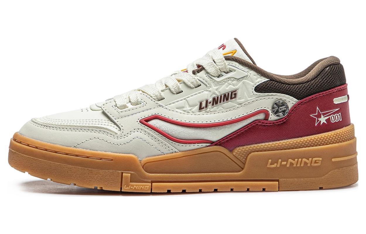 LiNing Li Ning 001 BTC BTC PREMIUM fabric synthetic leather, comfortable and versatile, shock-absorbing, non-slip and wear-resistant, low-cut lifestyle shoes, men's white and red