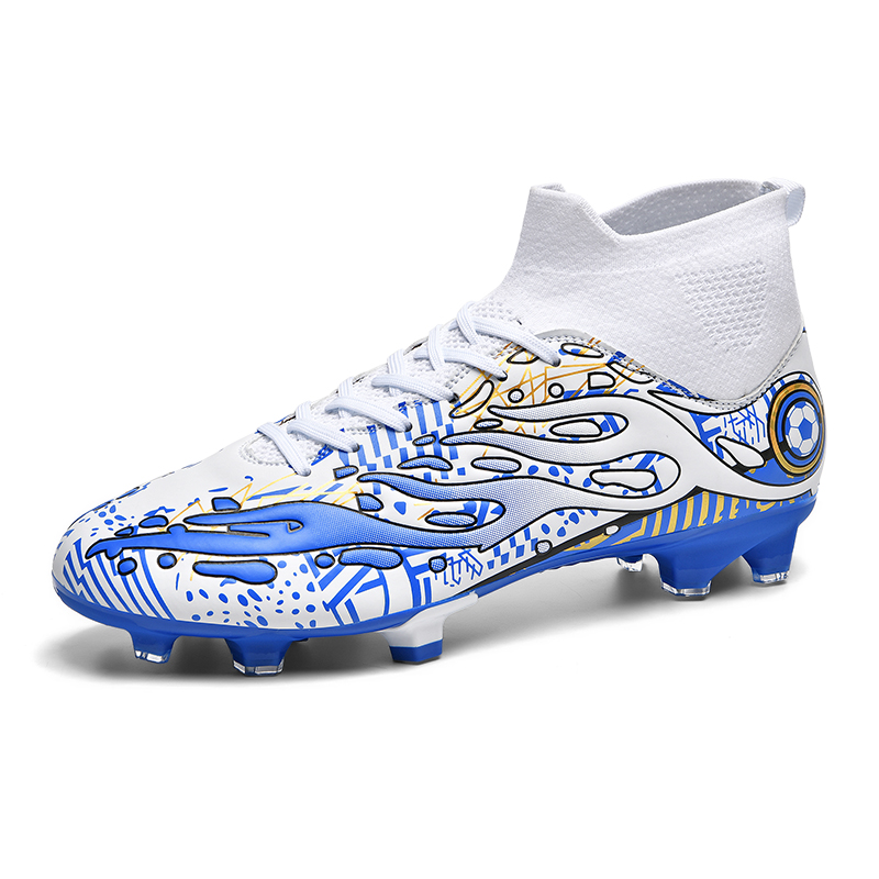 TONYBEAR Soccer Shoes Unisex Mid Top White Blue/White Red/Aqua