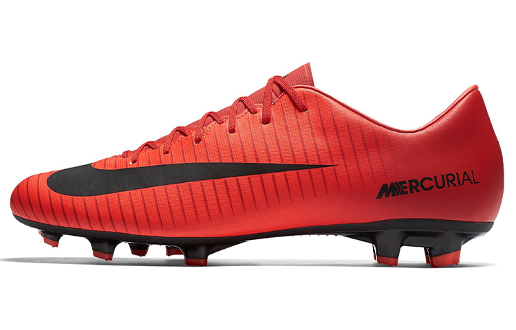 Nike Mercurial Victory 6 FG (glue spikes) hard grass natural grass composite material shock-absorbing, non-slip and wear-resistant football shoes men's red and black