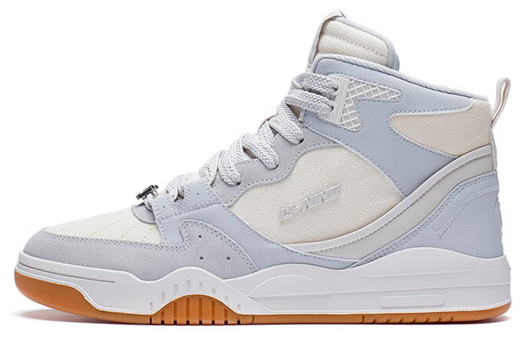 Li Ning Yuebai Comfortable Slip Resistant Abrasion Resistant High top Sports Casual Shoes Men's Gray White