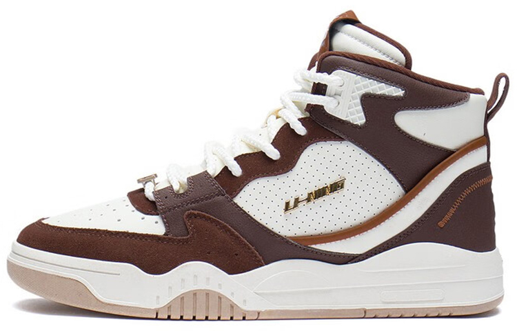 Li Ning Yuebai Comfortable High top Sports Casual Shoes Men's Brown White