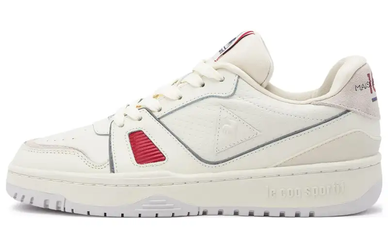 Le Coq Sportif Synthetic Leather, Leather Slip Resistant Abrasion Resistant Low top Casual Shoes Unisex Pure White