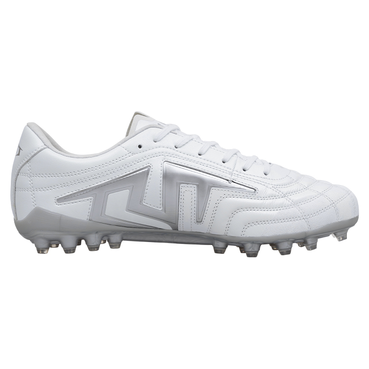 TLSS. MG Multi Ground Artificial Turf Cushioning Lightweight Soccer Shoes Men’s White Silver
