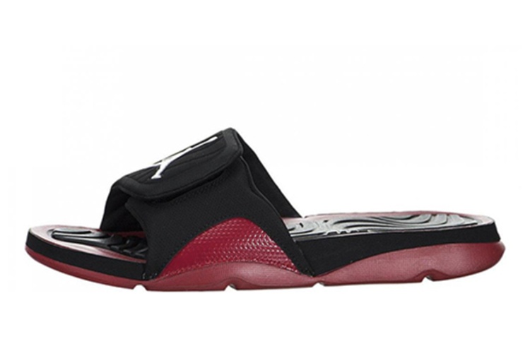 Air Jordan Hydro 4 Black Red Velcro Sports Slippers