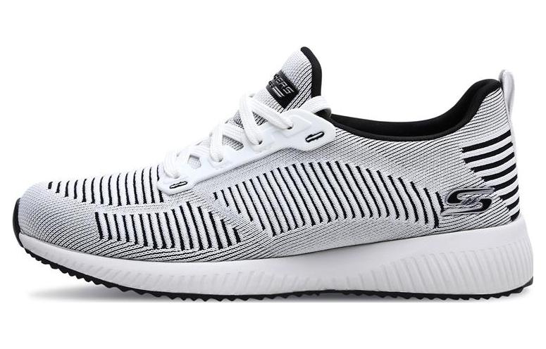 Skechers BOBS SQUAD Mesh Abrasion Resistant Breathable Mid top Casual Shoes Women's White Black