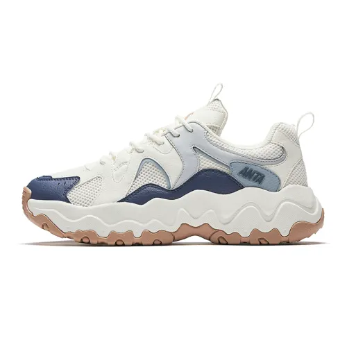 Anta Abrasion Resistant Breathable Abrasion Resistant Breathable Low top Casual Shoes Men's White Blue