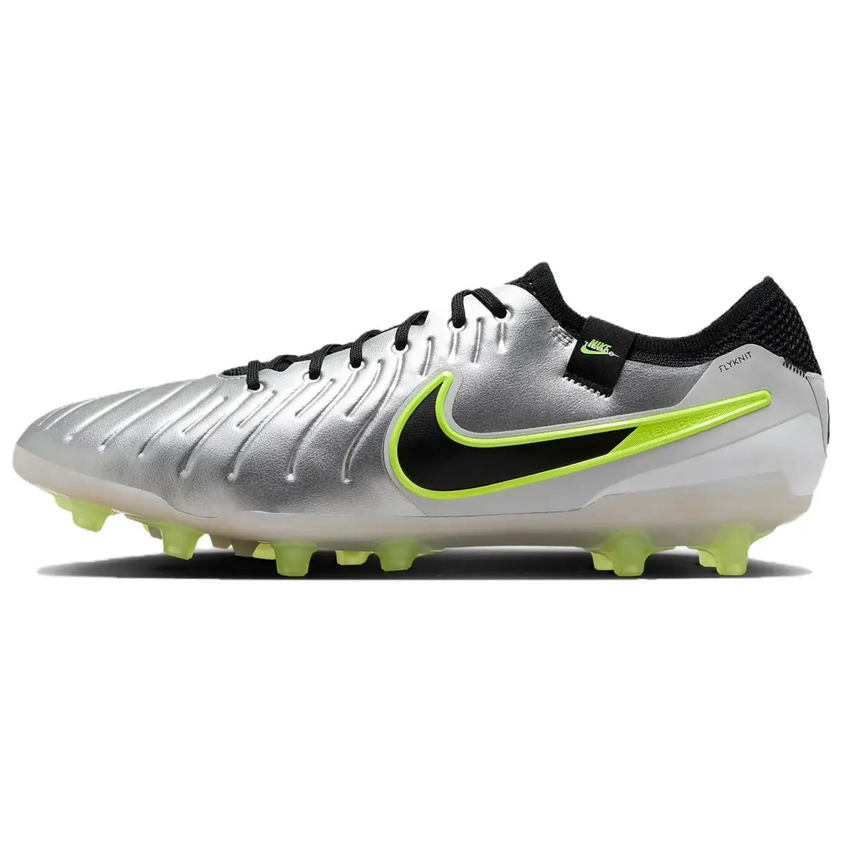 Nike Legend 10 Elite AG Pro AG Artificial Ground Slip Resistant Abrasion Resistant Soccer Shoes Men's Silver Black