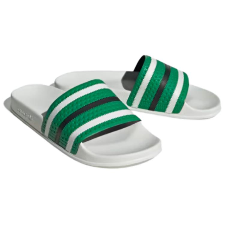 Шлепанцы adidas Adilette (зелено-бело-черные) — фото 3