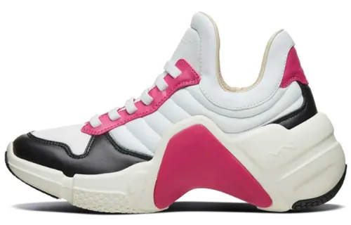 Skechers Block Neo Mesh, Cow Leather Cushioning Abrasion Resistant Support Low top Casual Shoes Women's White Pink