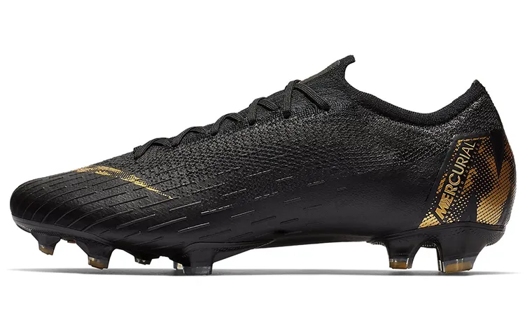 Nike Mercurial Vapor 12 FG Firm Ground Slip Resistant Abrasion Resistant Soccer Shoes Men's Black Gold