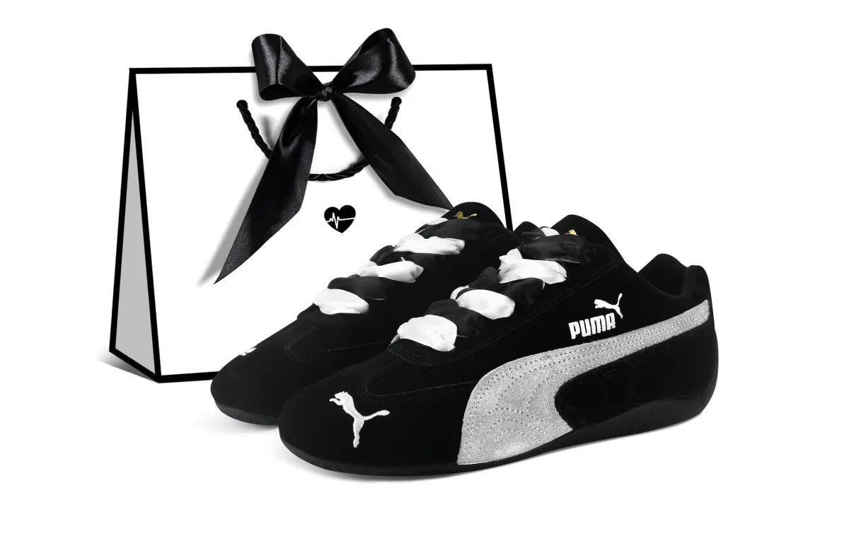 PUMA Speedcat Slip Resistant Lightweight Non slip Lightweight Low top Casual Shoes Unisex Black Silver