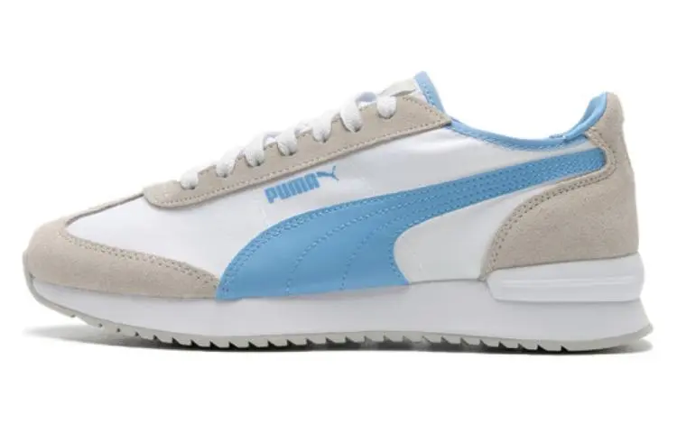 PUMA R78 Neon Textile, Split Cow Leather, Artificial Leather Low top Casual Shoes Unisex White Blue