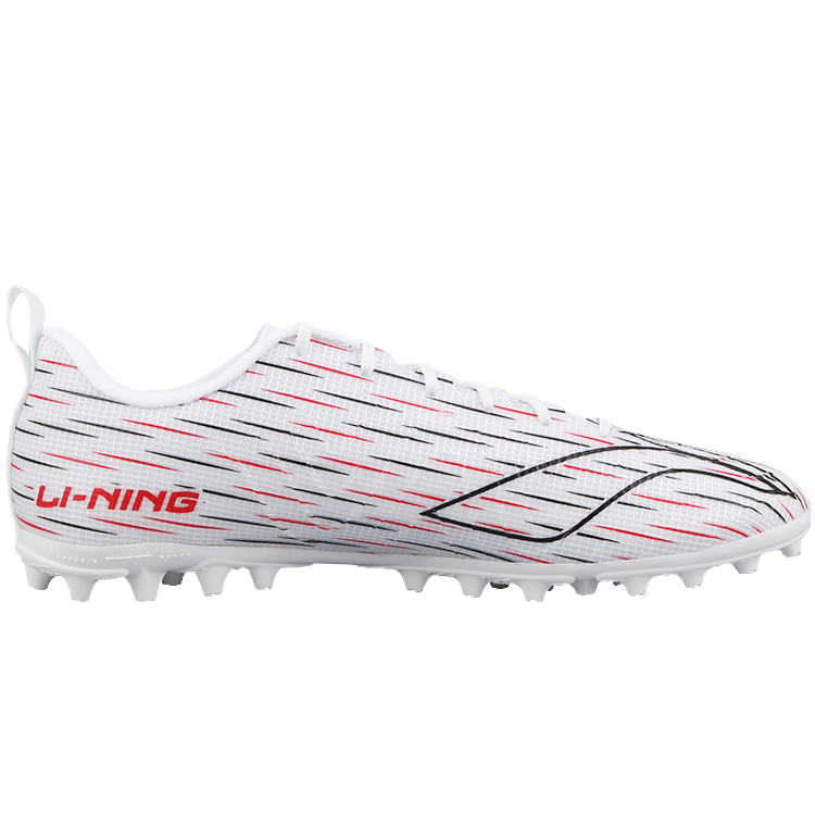 Li Ning MG Multi Ground Artificial Turf TPU Cushioning Slip Resistant Soccer Shoes Unisex White Red