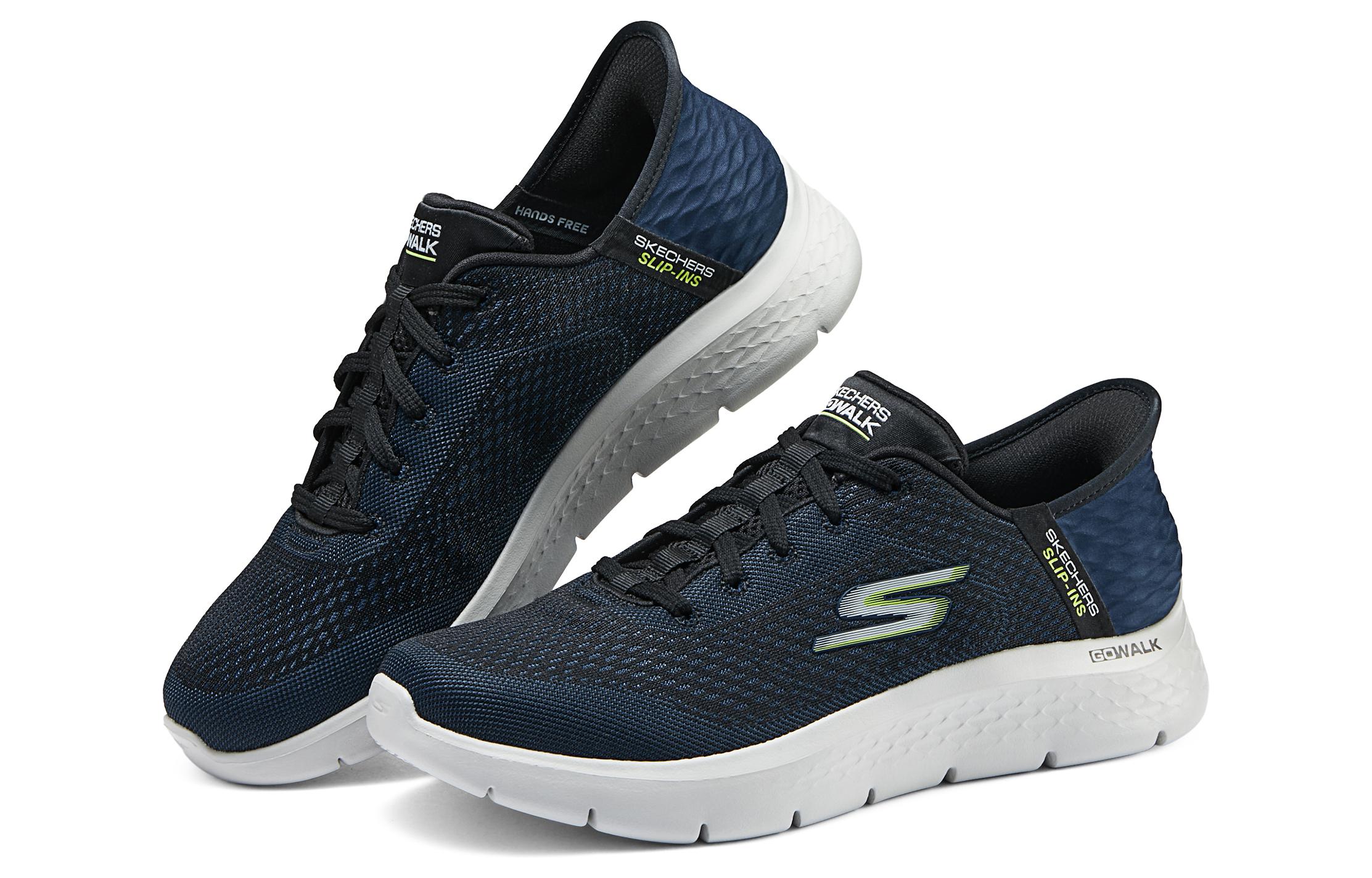 Skechers Go Walk Fle Hands Free Slip Ins Fabric Cushioning Low top Casual Shoes Men’s Marine Blue