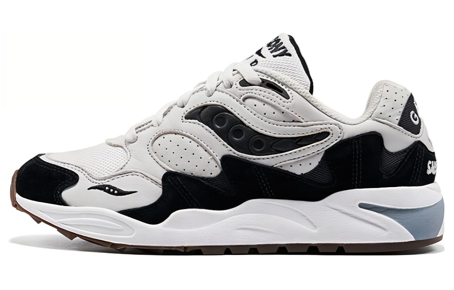 Saucony Grid Shadow 2 Comfortable Breathable Low top Casual Shoes Unisex Black White