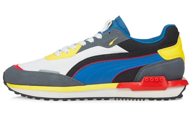 PUMA City Rider White Blue Yellow Red