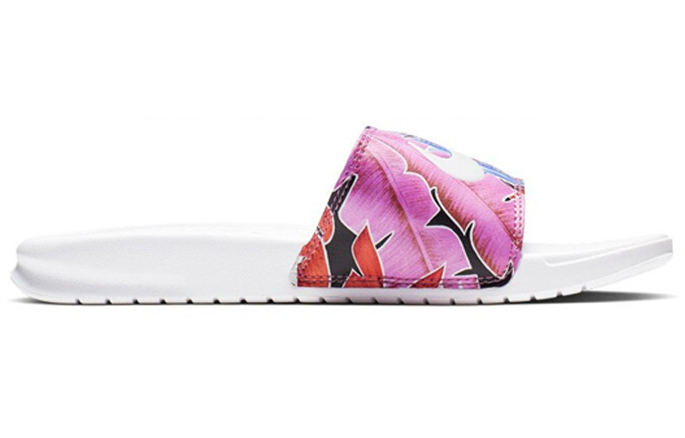 Шлепки Nike Benassi Just Do It JDI Floral Pack (бело-цветные) — фото 2