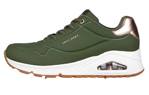 Skechers Uno Shimmer AwayBest Textile, Leather Low top Casual Shoes Women's Olive Green