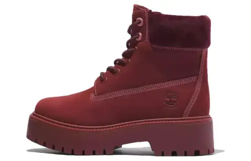 Timberland Stone Street 'Valentine's Day Slip Resistant Abrasion Resistant Short Combat Boots Women's Dark Red