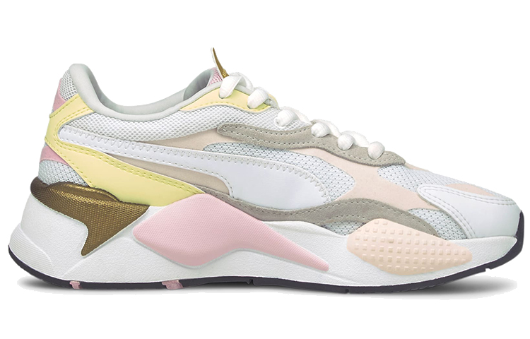 Кроссовки PUMA RS-X³ Puzzle v2 (бело-розово-желтые) — Белый / розовый / жёлтый — фото 2