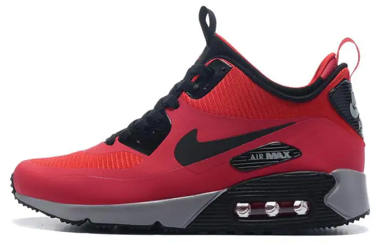 Nike Air Max 90 Cushioning Abrasion Resistant Cushioning, Wear Resistant Mid top Casual Shoes Men's Red