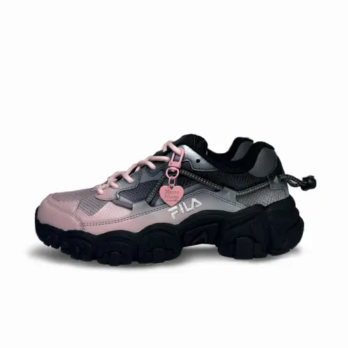 FILA RUNNING Pink Flame Sweetheart Slip Resistant Abrasion Resistant Low top Casual Shoes Unisex Black Pink