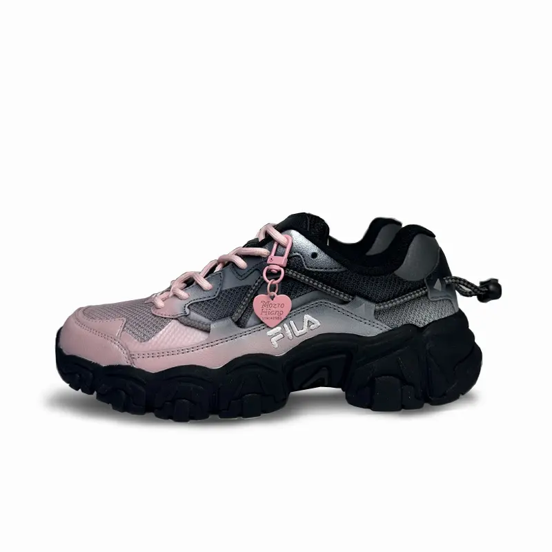FILA RUNNING Pink Flame Sweetheart Slip Resistant Abrasion Resistant Low top Casual Shoes Unisex Black Pink
