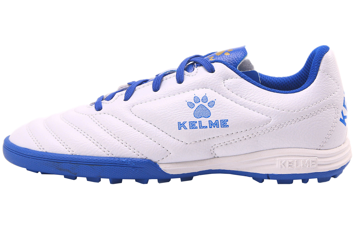 KELME Youth Training Collection TF Turf Artificial Turf Soccer Shoes Unisex White Royal Blue