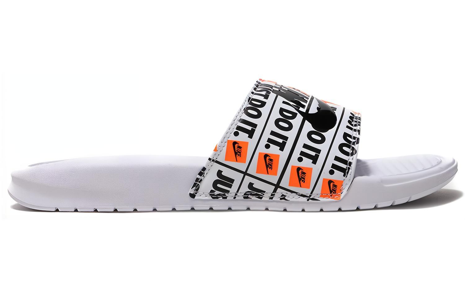 Мужские шлепанцы Nike Benassi JDI Print Just Do It (черно-белые) — Чёрный / белый — фото 2