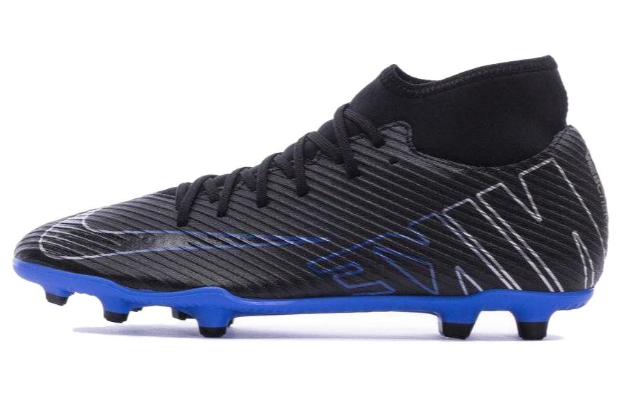 Nike Mercurial Superfly 9 Club FG Superfiber Artificial Turf Non-Slip Wear-Resistant Football Shoes Men's Black Blue