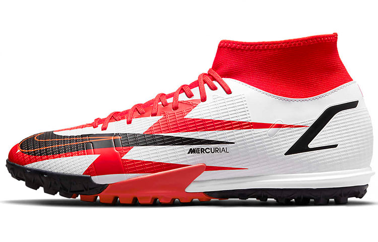 Nike Mercurial Superfly 8 Assassin 14 Academy CR7 Round-head lace-up Professional TF (glue broken nails) Shock-absorbing, non-slip and wear-resistant Football shoes Men and women Black and white Red