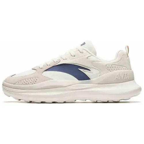Anta Slip Resistant Abrasion Resistant Slip Resistant Abrasion Resistant Low top Casual Shoes Men's Beige White Blue