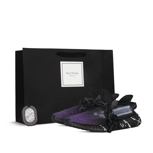Adidas Originals Yeezy Boost 350 V2 Casual Shoes Unisex Low Top Black/Purple