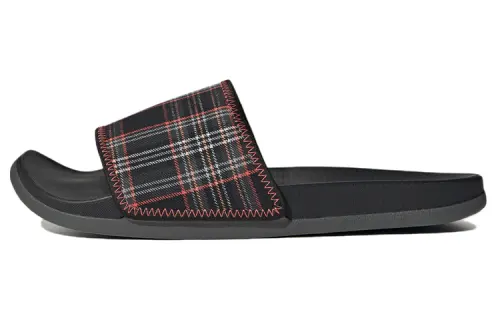 Adilette Adidas Originals Comfort Slide 'Black Plaid'