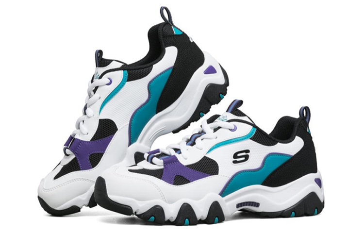 Женские кроссовки Skechers D'LITES 2.0 (сине-фиолетовые) — 白色/蓝色/多彩色 — фото 3