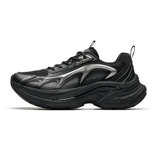 Anta Slip Resistant Abrasion Resistant Low top Casual Shoes Men's Basic Black Gunmetal Gray