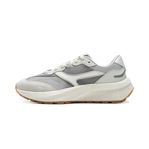 Li Ning Cushioning Slip Resistant Abrasion Resistant Support Low top Casual Shoes Women's White Gray
