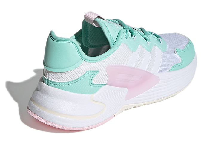 Женские кеды adidas neo (бело-зелено-розовые) — фото 4